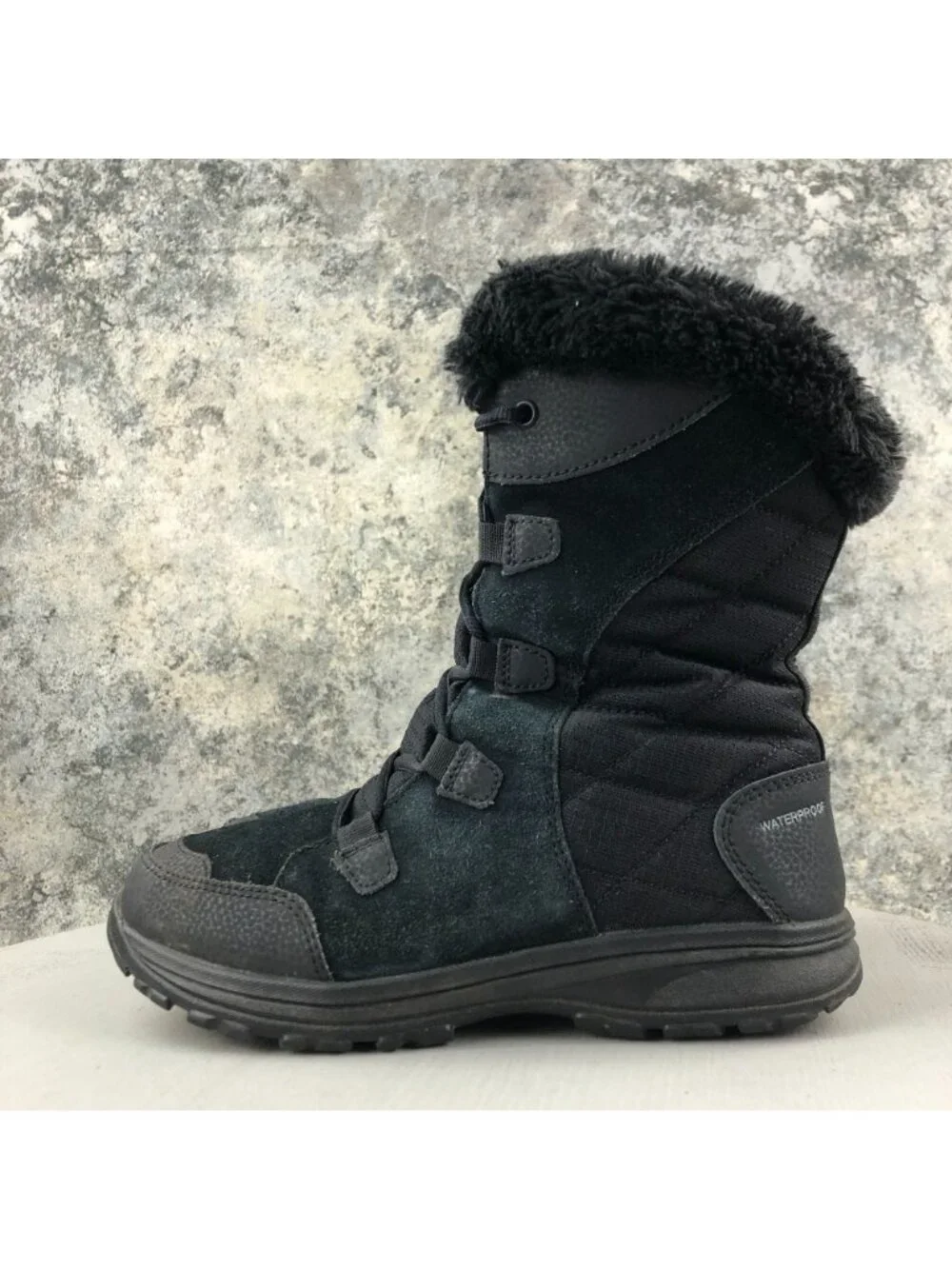 Columbia Women's Size 6.5 Ice Maiden II Black Quilted Waterproof Winter Boots